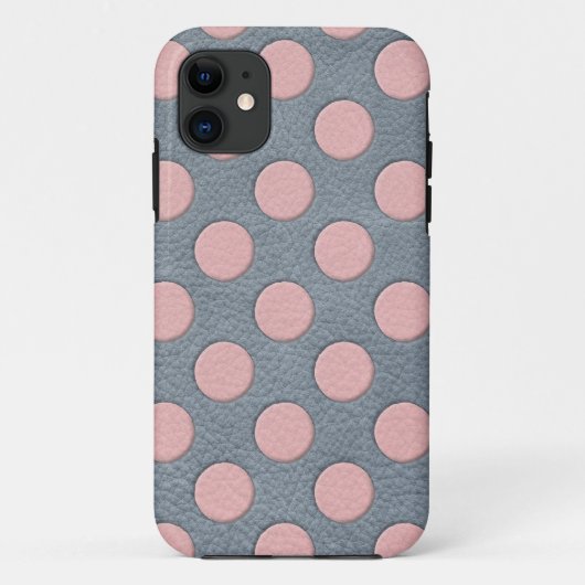 Roze Stippen op Grijs Leerprint Case-Mate iPhone Case (Achterkant)