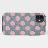 Roze Stippen op Grijs Leerprint Case-Mate iPhone Case (Achterkant (horizontaal))