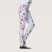 Roze Stippen op lichtblauw - Leggings (Rechts)