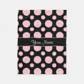 Roze Stippen op Zwarte Achtergrond Fleece Deken (Voorkant)