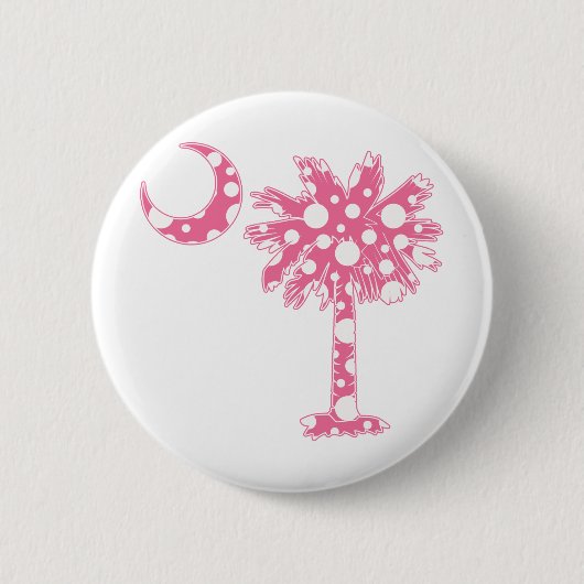 Roze Stippen Palmetto Ronde Button 5,7 Cm (Voorkant)