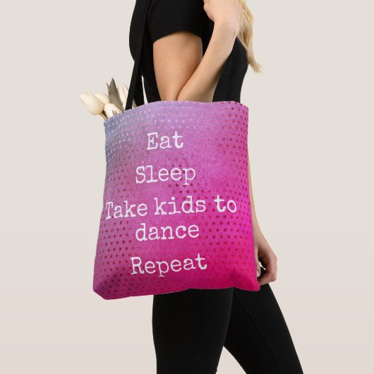 Roze Stippen Patroon Eet slaap Kinder om te dansen Tote Bag (Dichtbij)
