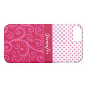 Roze stippen, ranken, cirkels, gepersonaliseerd Case-Mate iPhone case (Achterkant (Horizontaal))
