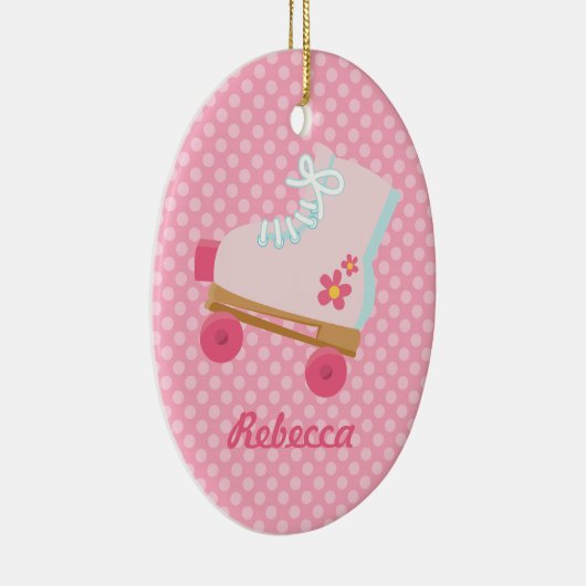 Roze Stippen Rollerskate Birthday Oval Ornament (Rechts)