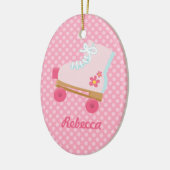 Roze Stippen Rollerskate Birthday Oval Ornament (Links)