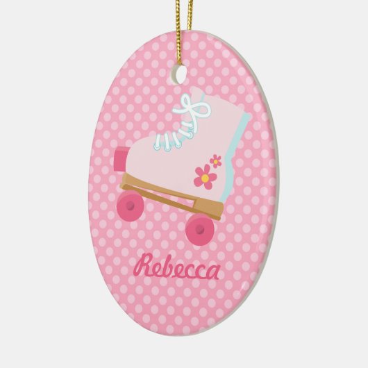 Roze Stippen Rollerskate Birthday Oval Ornament (Links)