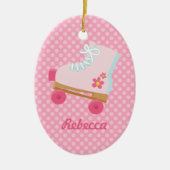 Roze Stippen Rollerskate Birthday Oval Ornament (Voorkant)