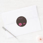 Roze Stippen Schattige Bloemen Tortelduifjes Bruil Ronde Sticker (Envelop)