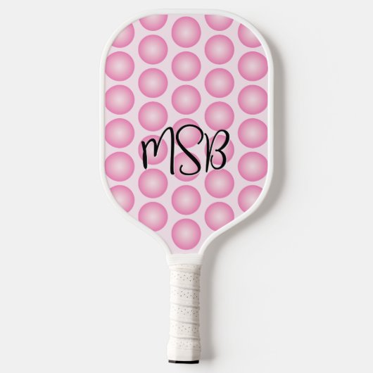 Roze Stippen Script Monogram Pickleball Paddle (Achterkant)