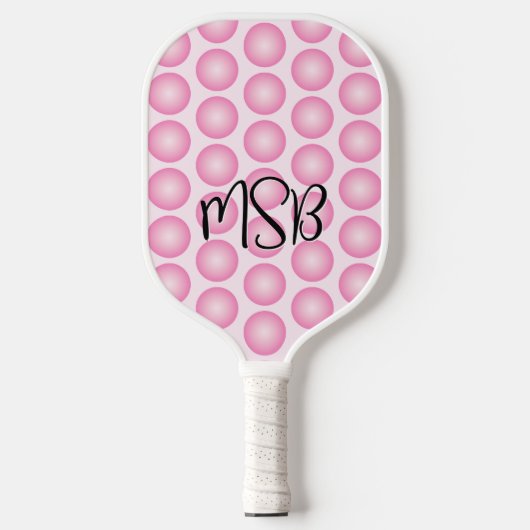 Roze Stippen Script Monogram Pickleball Paddle (Voorkant)