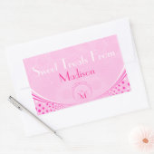 Roze Stippen & Swirls-Monogram Sweets Rechthoekige Sticker (Envelop)