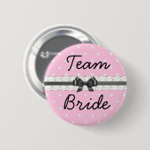 Roze Stippen Team Bruid Bachelorette Feest Ronde Button 5,7 Cm (Voorkant /achterkant)