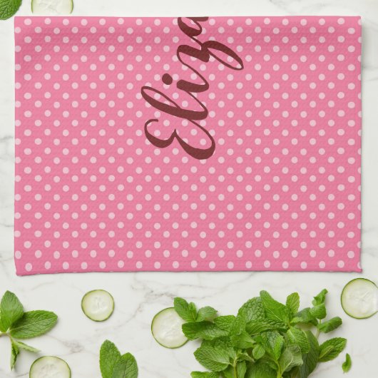  roze stippen theedoek (Gevouwen)