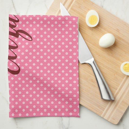  roze stippen theedoek (Quarter Fold)