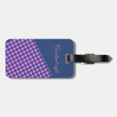 roze stippen Thunder_Cove blauw Bagagelabel (Achterkant horizontaal)