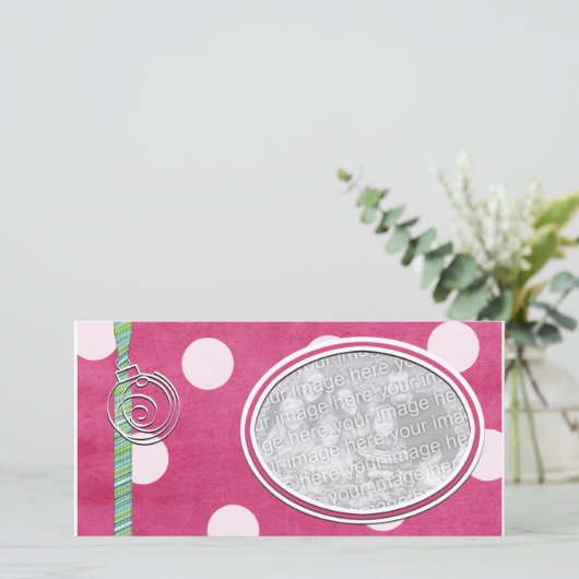 Roze Stippen Vakantie Foto Sjabloon (Staand voorkant)