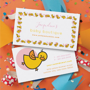 Roze Stippen & Whimsical Gele Baby Eendjes Frame Visitekaartje