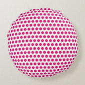 Roze Stippen Witte Aangepaste Kleuren Schattig Leu Rond Kussen (Achterkant)
