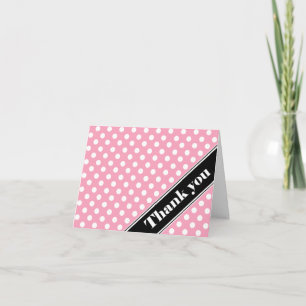 Roze Stippen Zwarte Streep Bedankkaartjes Bedankkaart