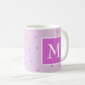 Roze Stippenpatroon Meisjesachtig Monogram Koffiemok (Voorkant rechts)