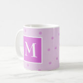 Roze Stippenpatroon Meisjesachtig Monogram Koffiemok (Voorkant links)