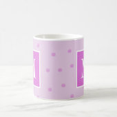 Roze Stippenpatroon Meisjesachtig Monogram Koffiemok (Center)