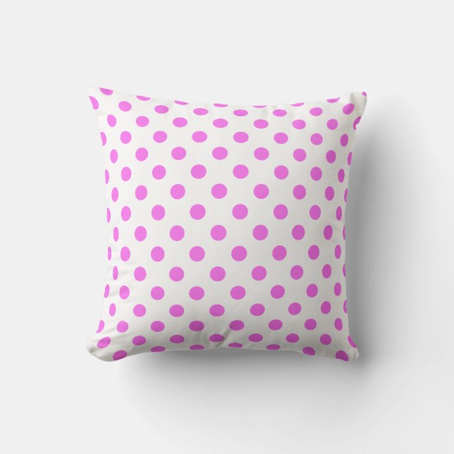 Roze Stippenpatroon op Witte Achtergrond Kussen (Voorkant)