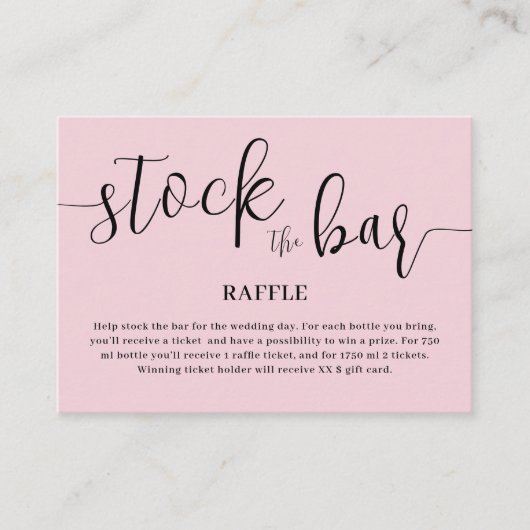 Roze Stock de bar Bruiloft Informatiekaartje (Voorkant)