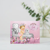 Roze Stoel Blonde Princess Pearl Baby shower Kaart (Staand voorkant)
