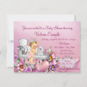 Roze Stoel Blonde Princess Pearl Baby shower Kaart (Achterkant)