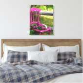 Roze stoel en bloemen - Martha's wijngaard Canvas Afdruk (Insitu (Slaapkamer))