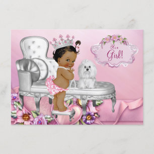 Roze Stoel Etnische Prinses Baby Shower Kaart
