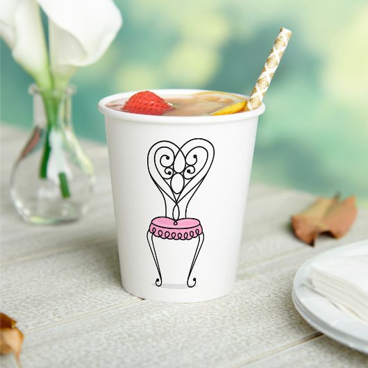 Roze stoel papieren bekers