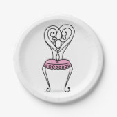 Roze stoel papieren bordje (Voorkant)
