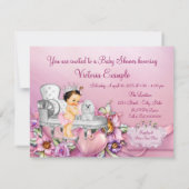 Roze Stoel Princess Pearl Baby shower Kaart (Achterkant)