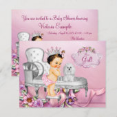 Roze Stoel Princess Pearl Baby shower Kaart (Voorkant / Achterkant)