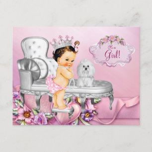 Roze stoel Prinses Parel Baby Shower Kaart