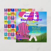 Roze Stoel Teenslippers Sweet 16 Beach Party Kaart (Voorkant / Achterkant)