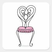 Roze stoel vierkante sticker (Voorkant)