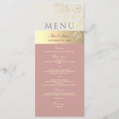 Roze Stof Roze Boho Bloemachtig Trouwmenu Menu (Voorkant)