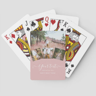 Roze Stof Roze Pasgetrouwde Huwelijks FOTO Cadeau Pokerkaarten