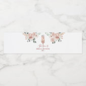 Roze Stof Rozenblaadjes en Prosecco Waterfles Waterfles Etiket (Enkel label)