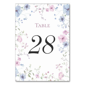 Roze & Stofblauwe Aquarel Bloemige Bruiloft Kaart