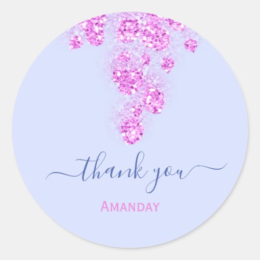 Roze Stoffig Blauw Glitter Bridal Sweet16th Dank Ronde Sticker (Voorkant)