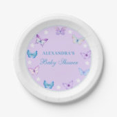 Roze Stoffig Blauw Paarse Vlinder Baby shower Papieren Bordje (Voorkant)