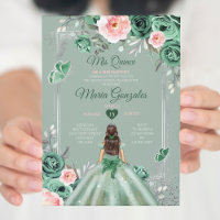 Roze Stoffig Groen Zilver Mis Quince 15 Anos