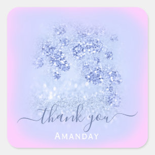 Roze Stoffig Roze Glitter Bloemen Zoet 16e Meisje Vierkante Sticker