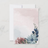 roze , stoffige blauwe en marineblauwe bloemen gro bedankkaart (Achterkant)