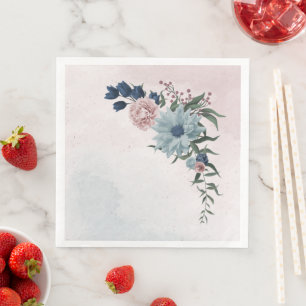 roze stoffige blauwe marineblauwe bloemige groenig servet