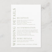 Roze stoffige groene wilde bloem bruiloft details  informatiekaartje (Voorkant)